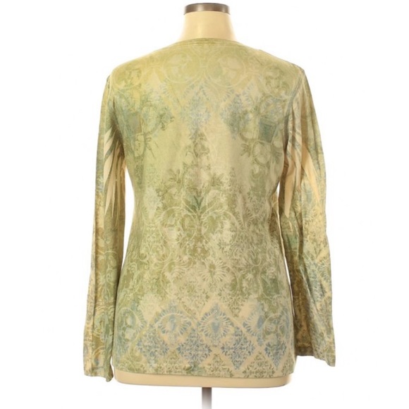 Greensource size large T-shirt.Long sleeve.
Shades of green and cream. - Picture 3 of 6